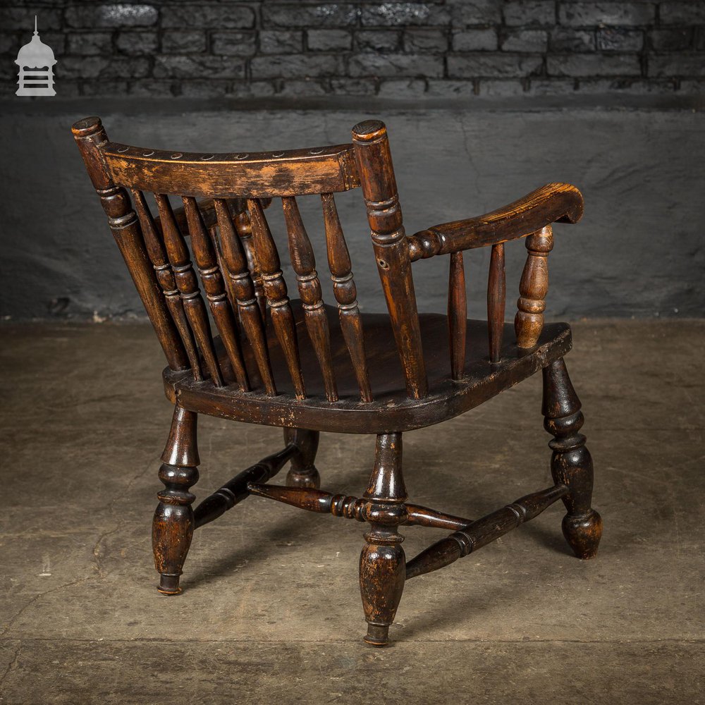 Low 19th C Elm Childs Armchair