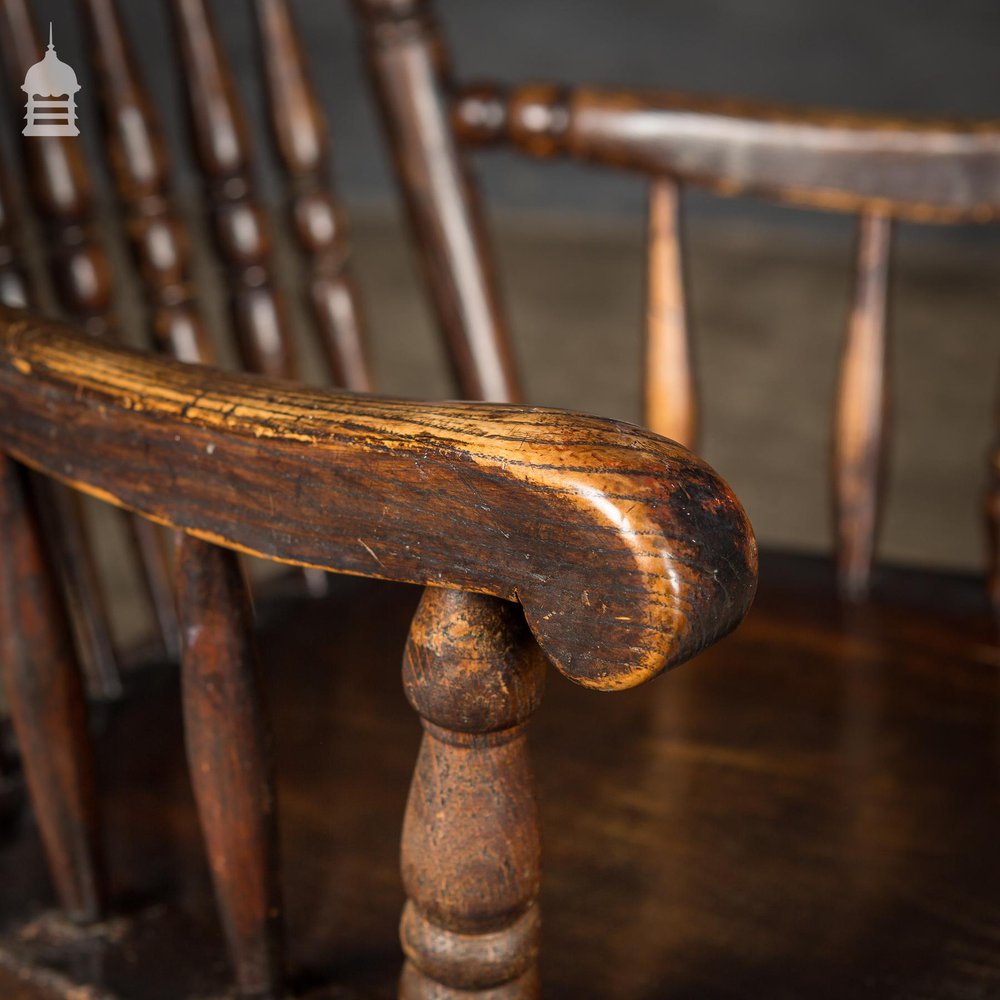 Low 19th C Elm Childs Armchair