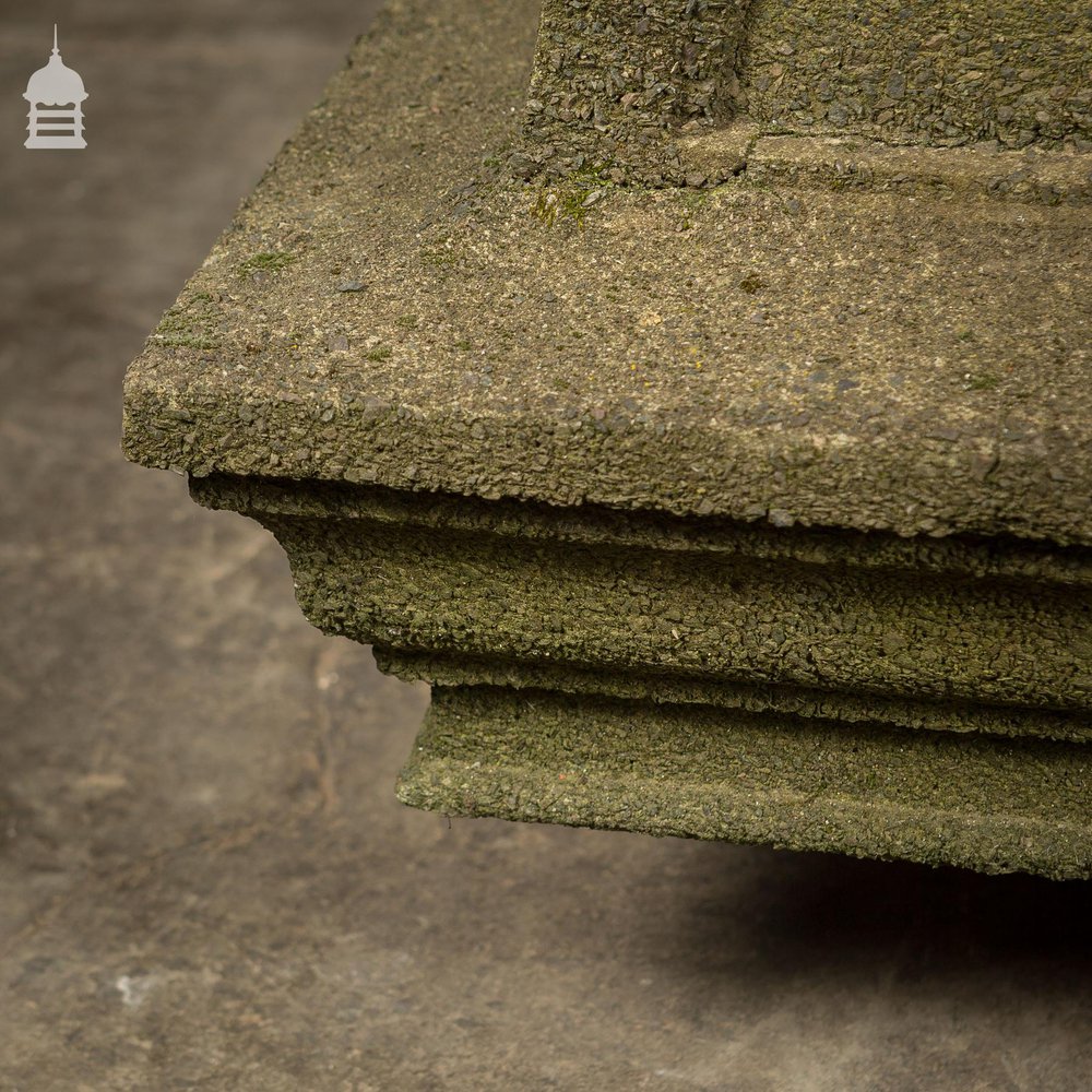 Pair of Reclaimed Composition Pier Caps with Lichen