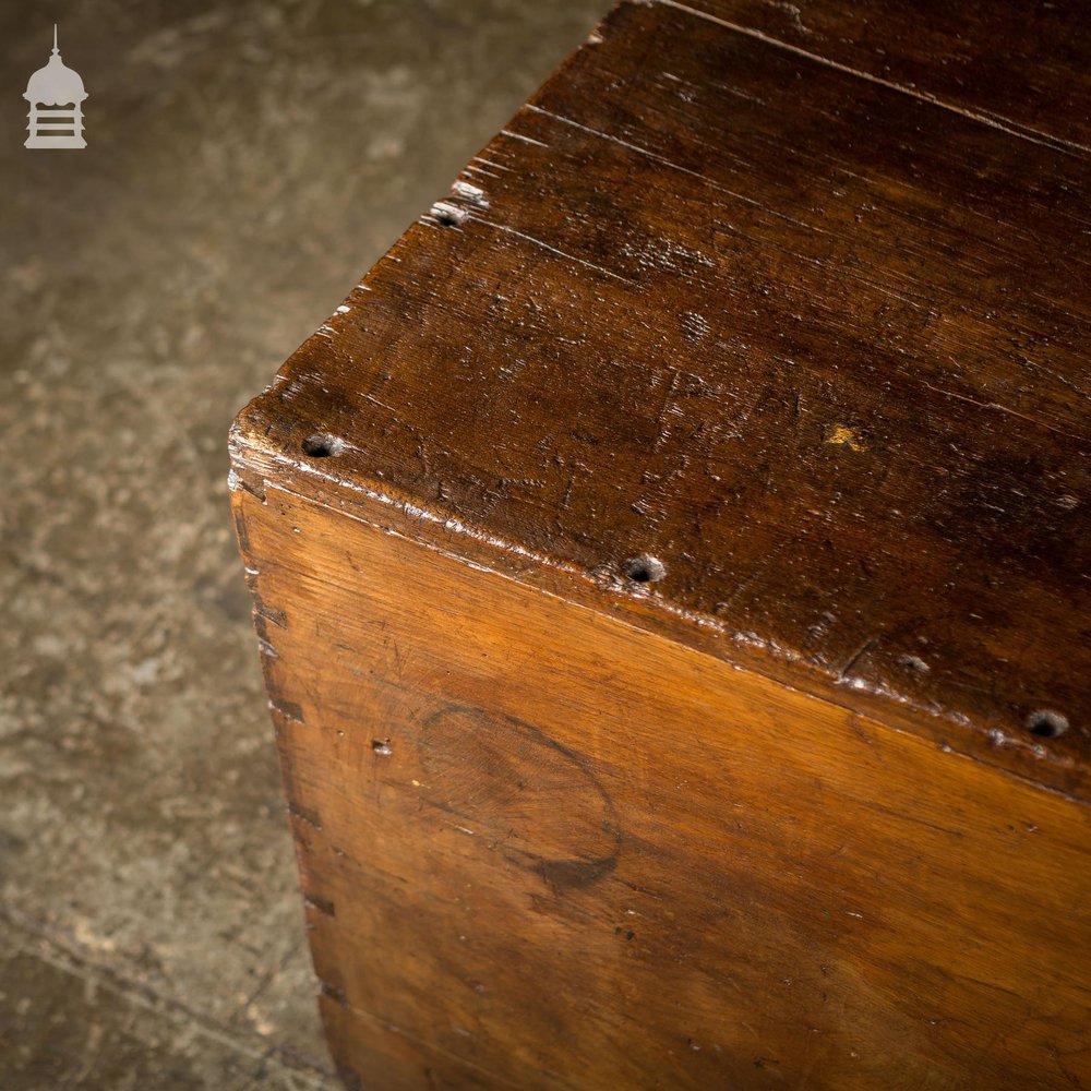 19th C Rustic Wide Pine Dovetail Jointed Box