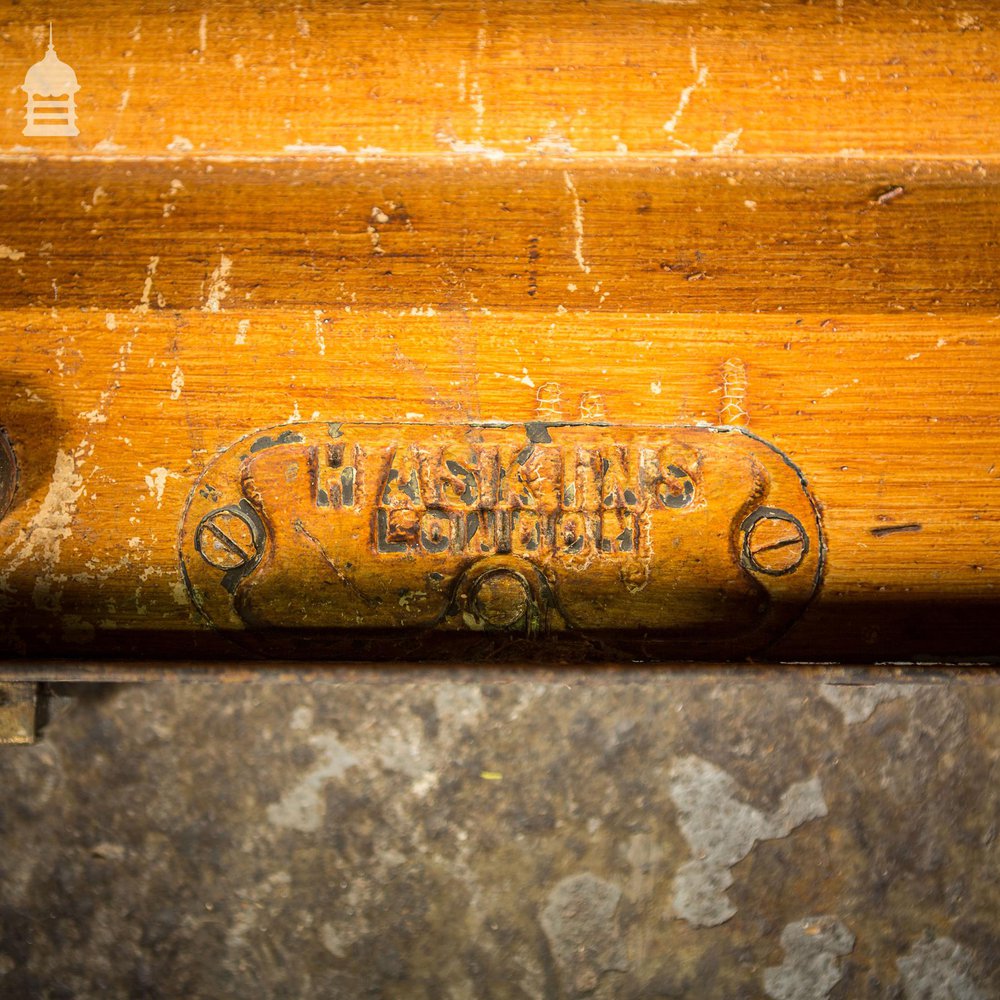 19th C Pitch Pine Roller Shutter with Grained Finish by Haskins of London