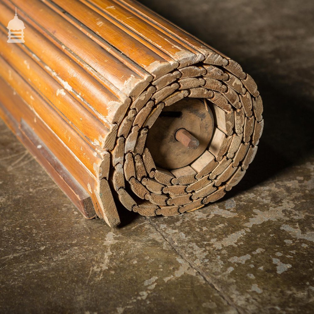 19th C Pitch Pine Roller Shutter with Grained Finish by Haskins of London