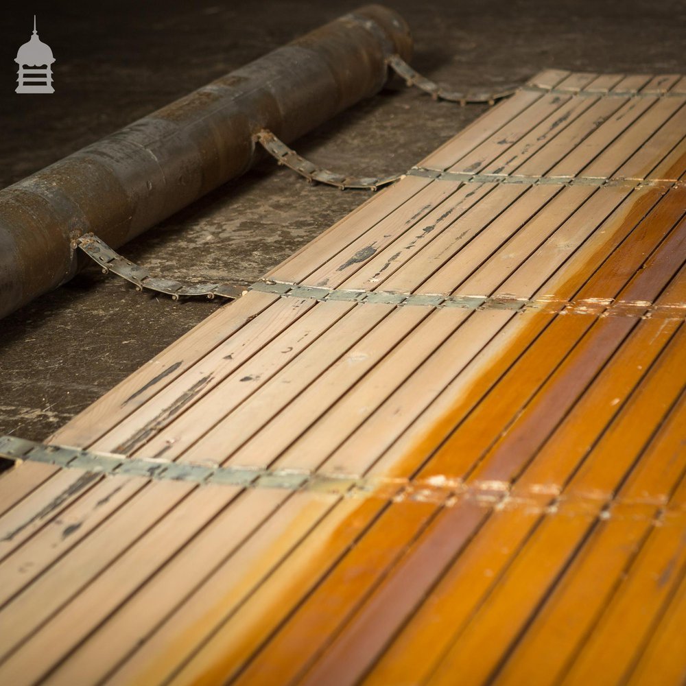 19th C Pitch Pine Roller Shutter with Grained Finish by Haskins of London