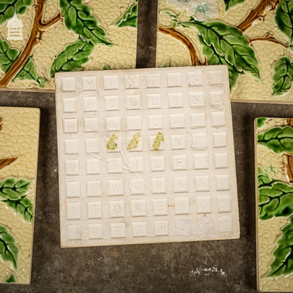 Set of 5 Original Minton 6x6 Tiles with Birds and Pears