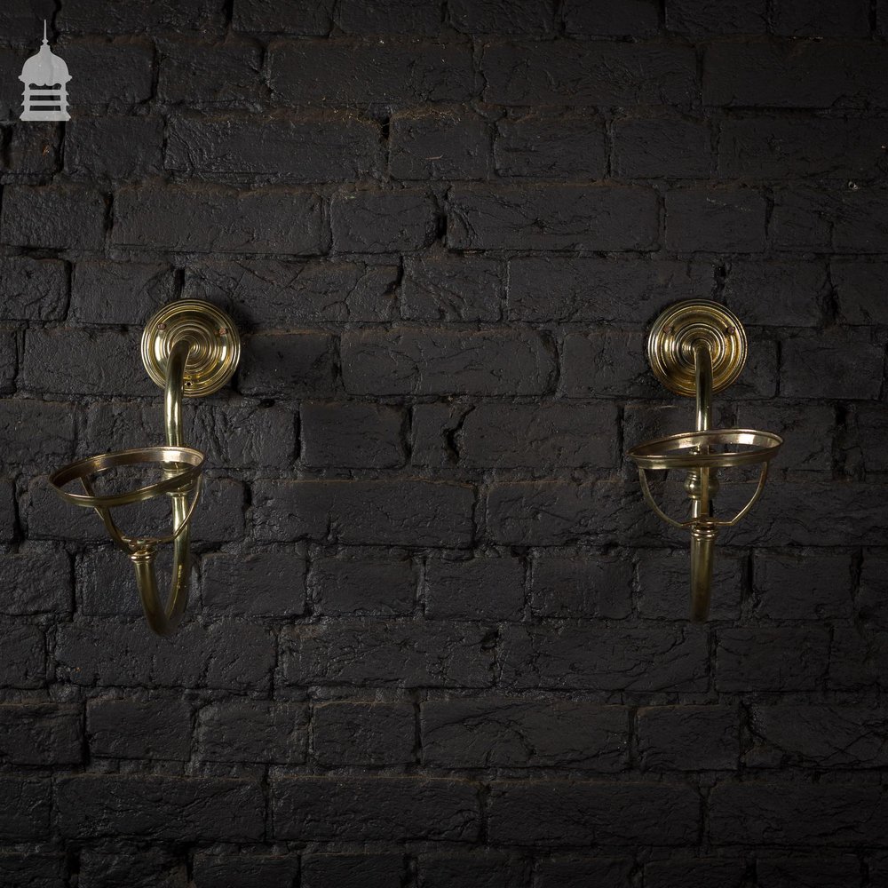 Pair of Brass Wall Mounted Gas Light Fittings