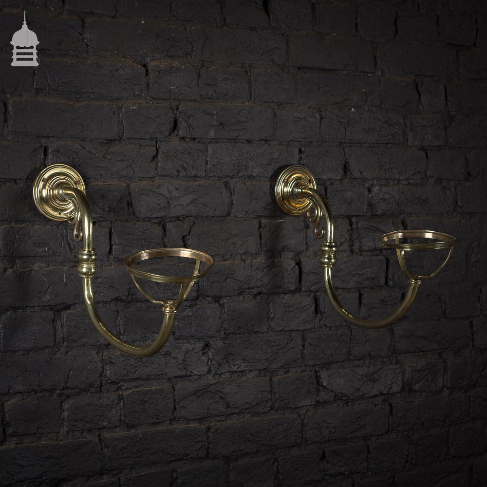 Pair of Brass Wall Mounted Gas Light Fittings