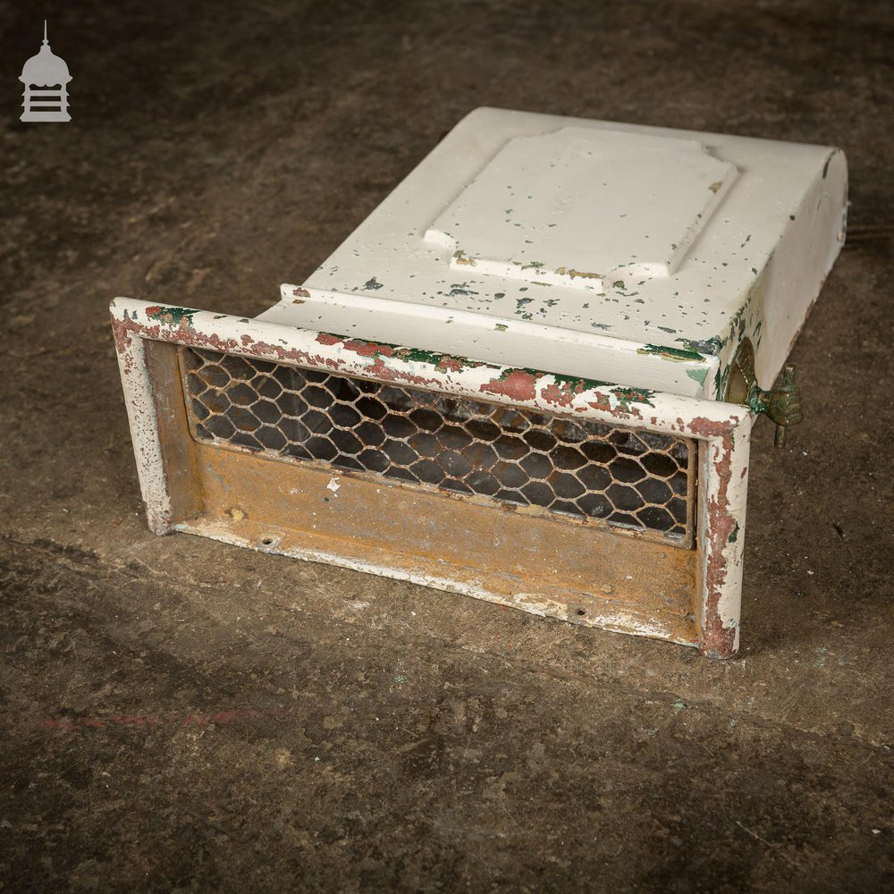 19th C Reclaimed Zinc Air Vent with Brass Fist Handle