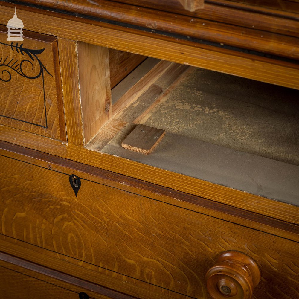 19th C Aesthetic Movement Pine Chest of Drawers with Scumble Graining Finish