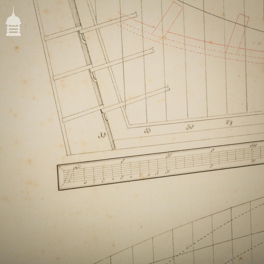 Huge Scale Diagram of 3rd Rate Maritime Nautical War Ship