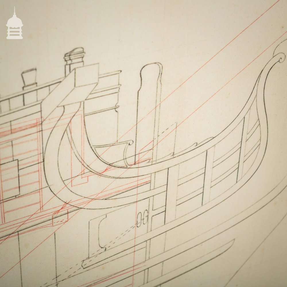 Huge Scale Diagram of 3rd Rate Maritime Nautical War Ship