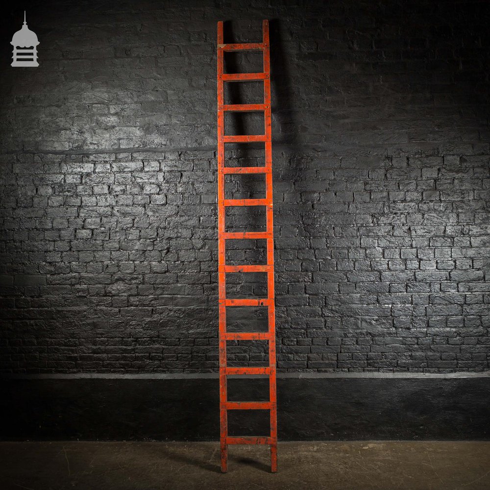 Reclaimed Industrial Red Painted Workshop Ladder