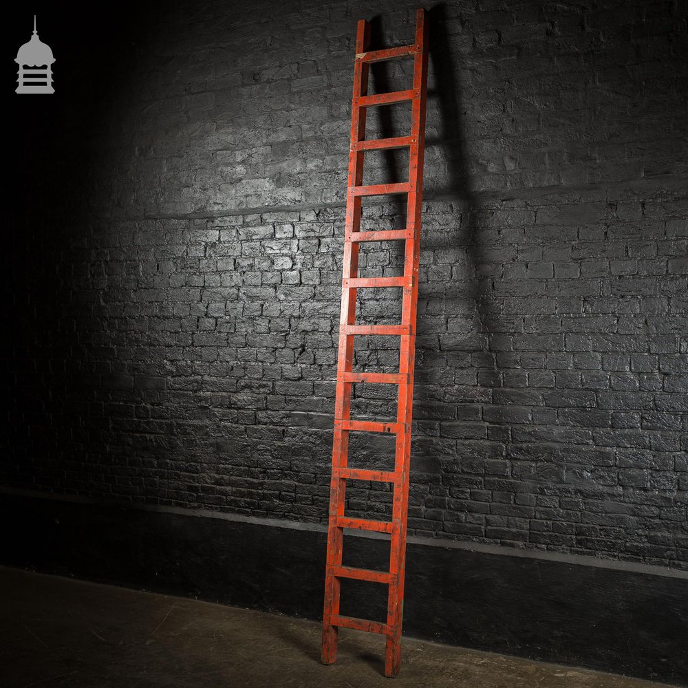 Reclaimed Industrial Red Painted Workshop Ladder