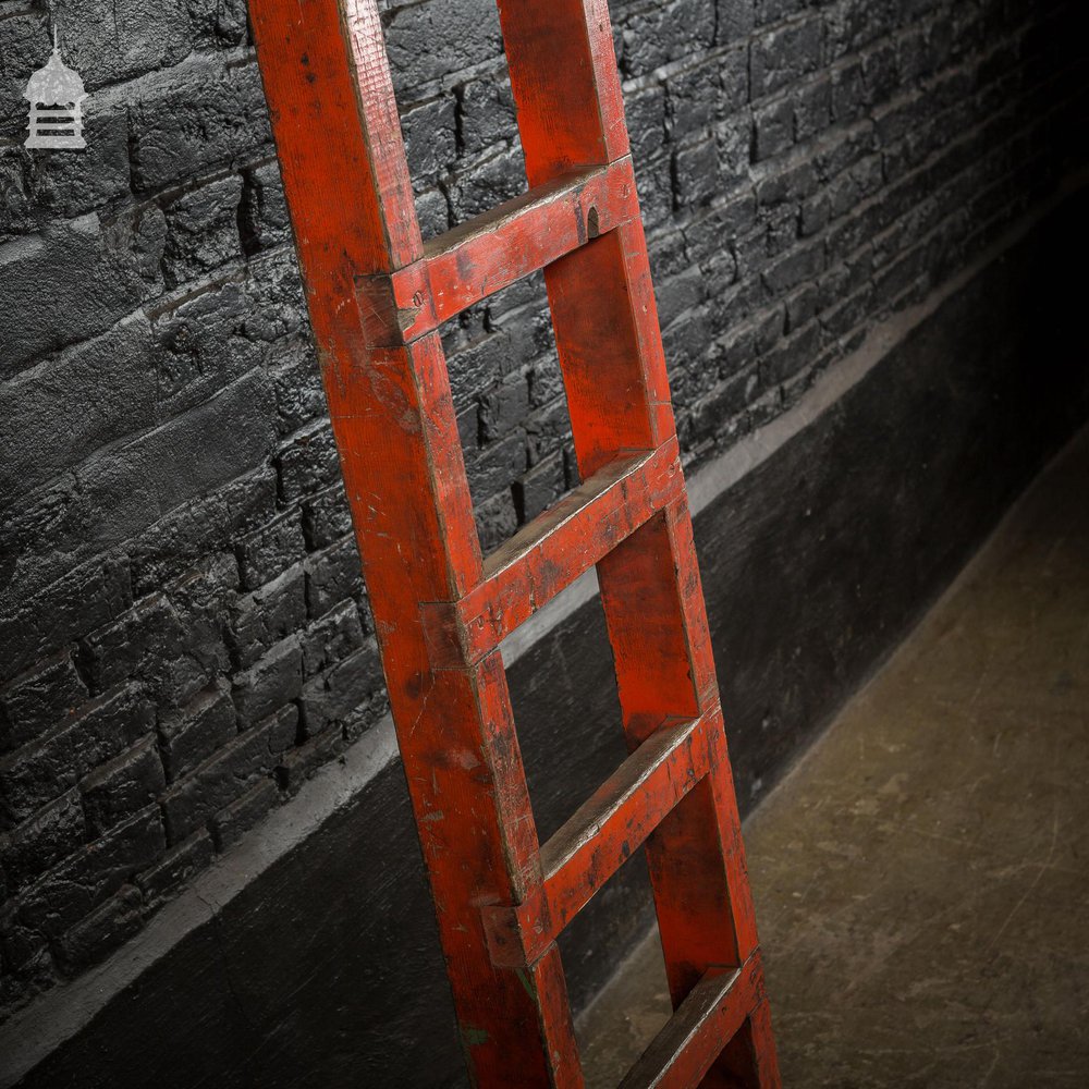 Reclaimed Industrial Red Painted Workshop Ladder