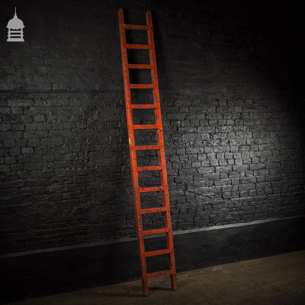 Reclaimed Industrial Red Painted Workshop Ladder