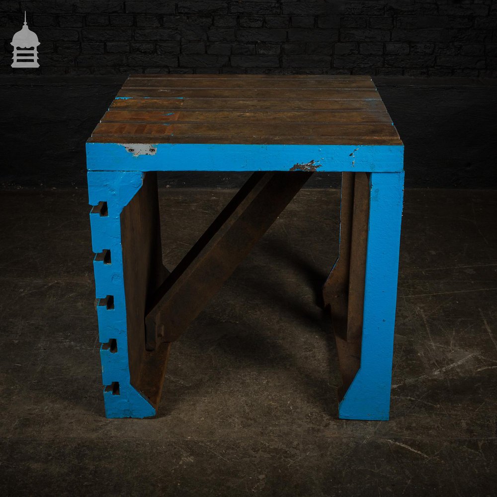 Mid Century Heavy Duty Cast Iron Industrial Machine Table