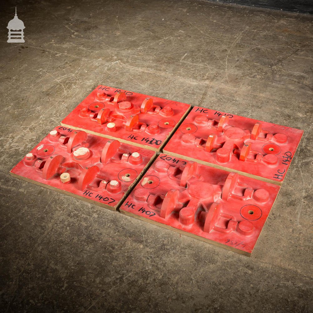 Batch of 4 Red Industrial Foundry Moulds Patterns