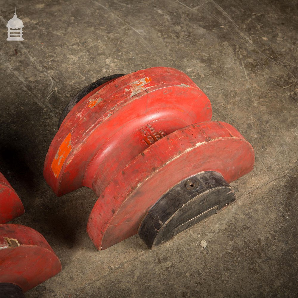 Pair of Red and Black Industrial Foundry Casting Moulds