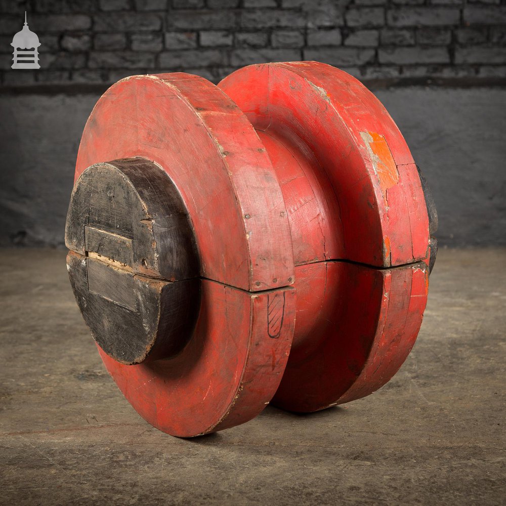 Pair of Red and Black Industrial Foundry Casting Moulds