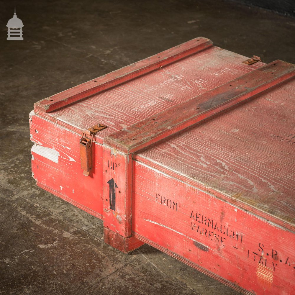 Large Red Wooden Aircraft Part Shipping Crate Reclaimed from a Norfolk RAF Base