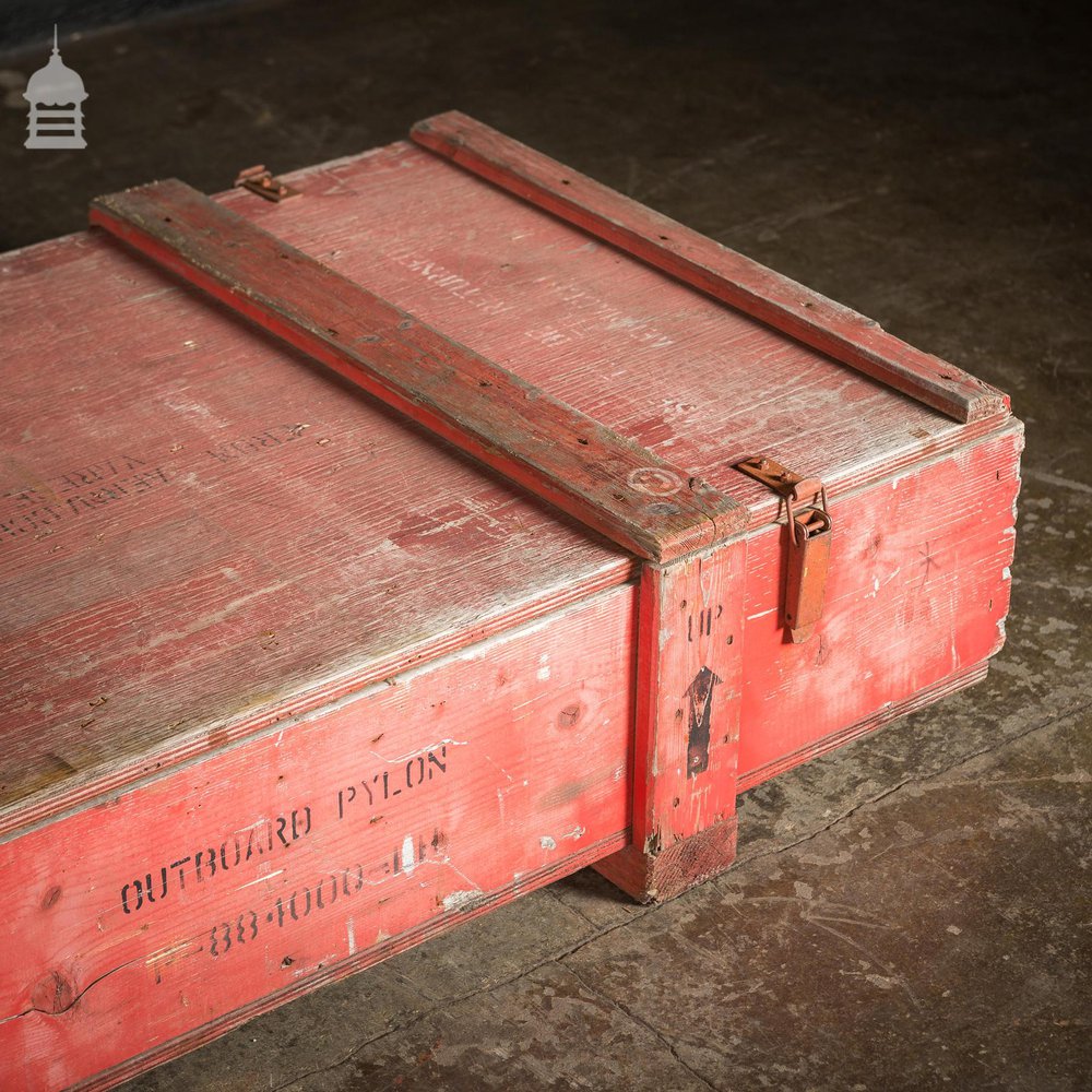 Large Red Wooden Aircraft Part Shipping Crate Reclaimed from a Norfolk RAF Base