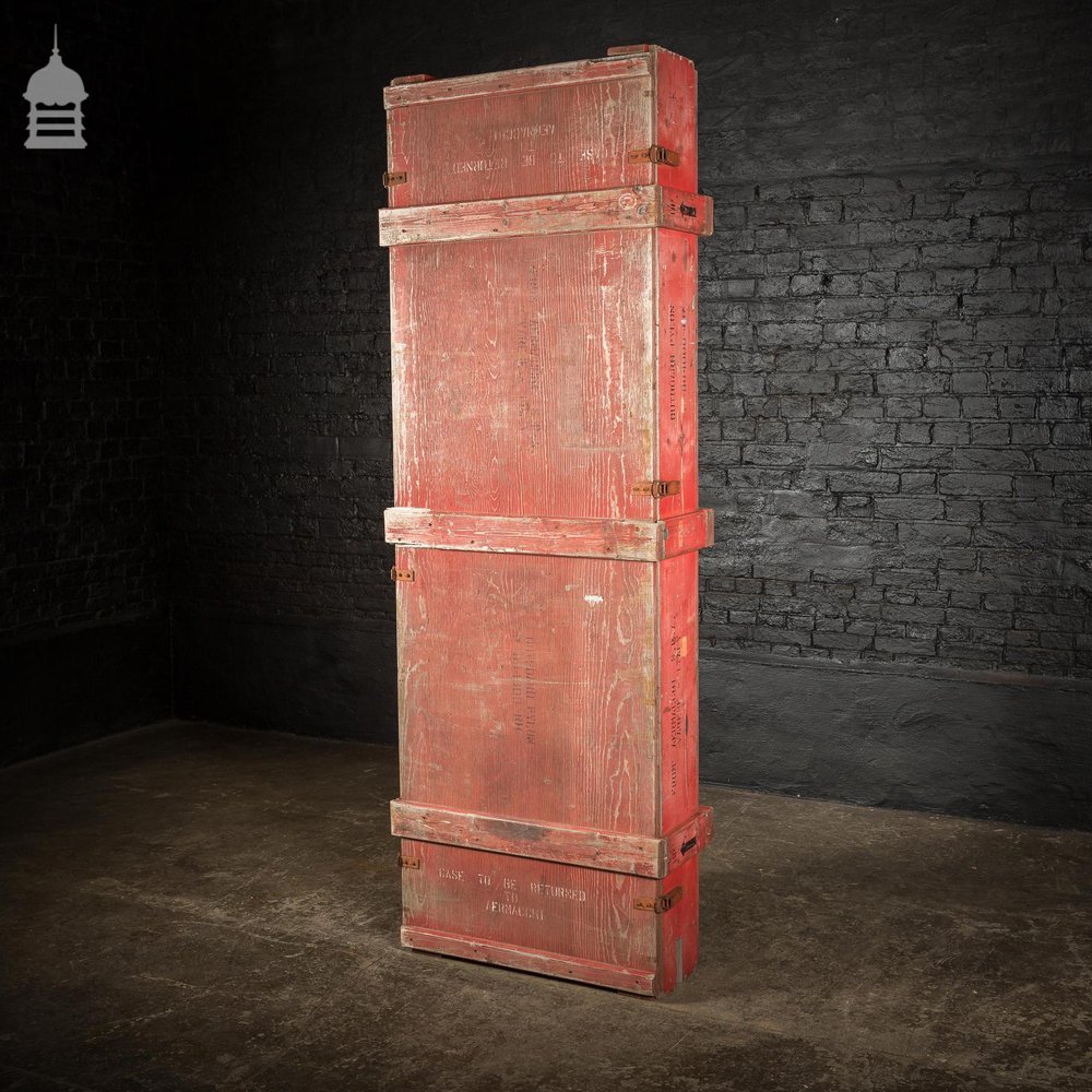 Large Red Wooden Aircraft Part Shipping Crate Reclaimed from a Norfolk RAF Base