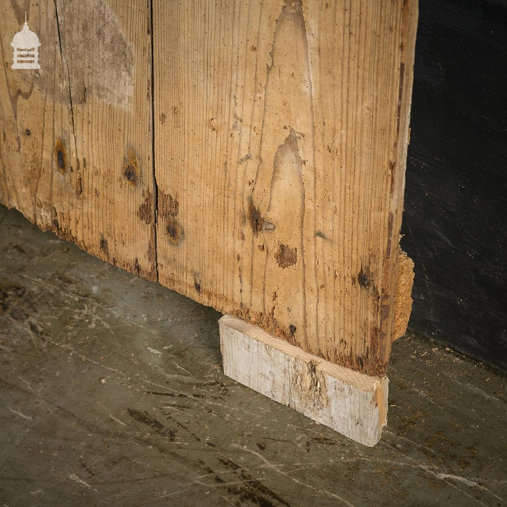 Wide Pine Plank Ledged Barn Door with Original Post
