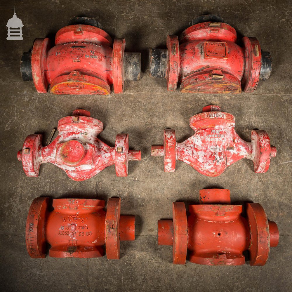 Batch of 6 Large Red Industrial Foundry Moulds