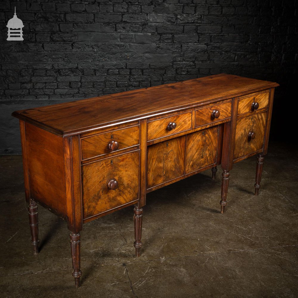 Regency Mahogany Sideboard with Tapering Fluted Legs