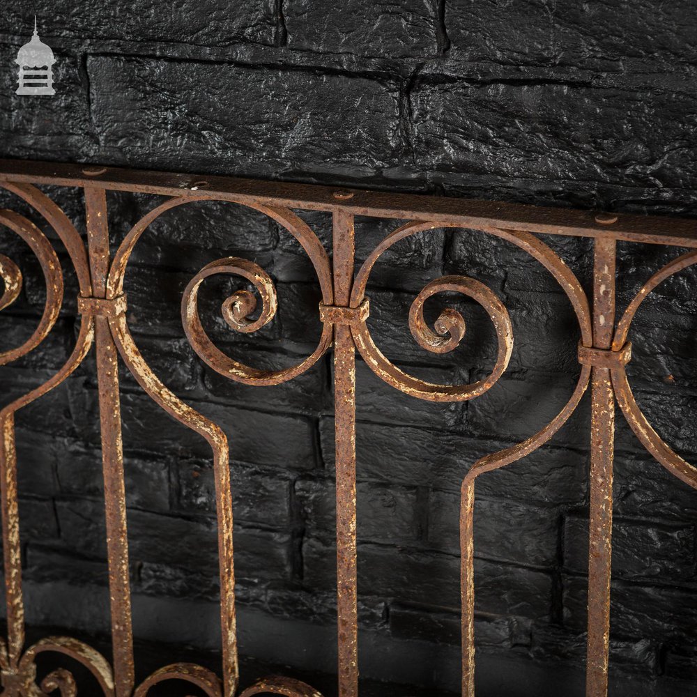 Early 19th C Decorative Wrought Iron Railing with Scroll Design