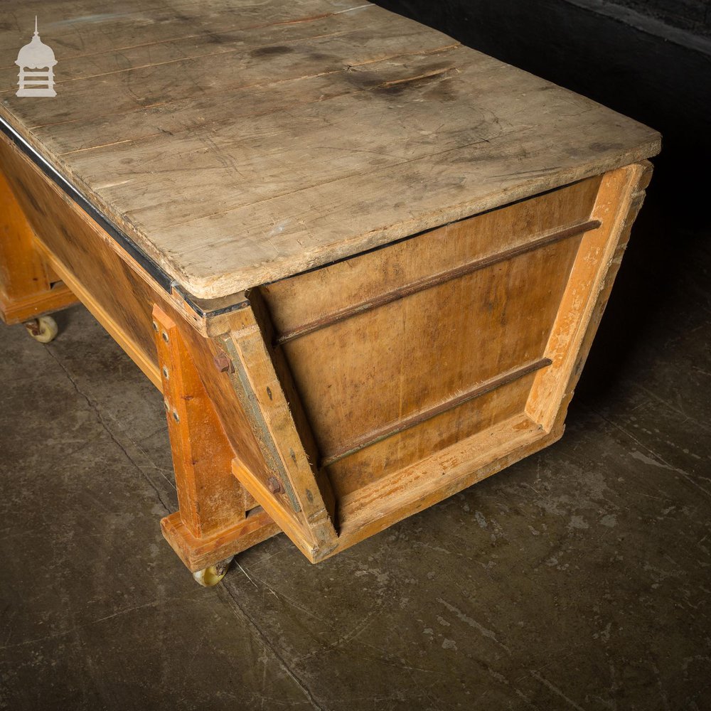 Large Mid Century Stainless Steel Lined Dough Bin with Beech Lid