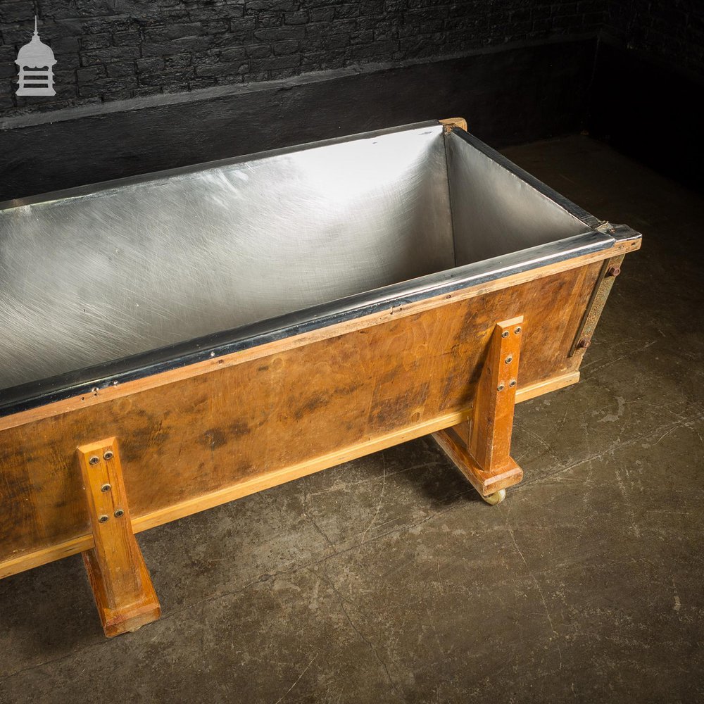 Large Mid Century Stainless Steel Lined Dough Bin with Beech Lid