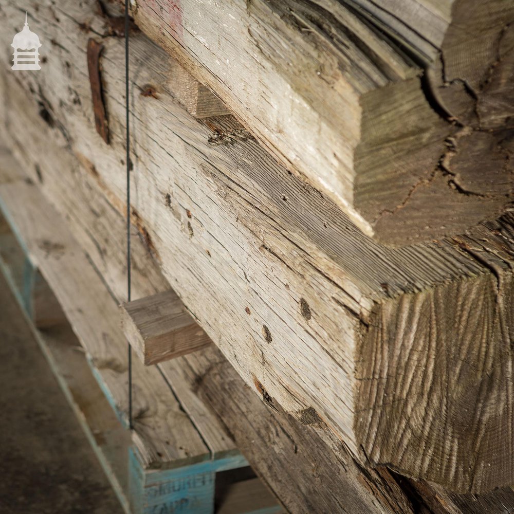 Batch of Six 8ft Large Rusitc Iroko and Pine Chunky Beams