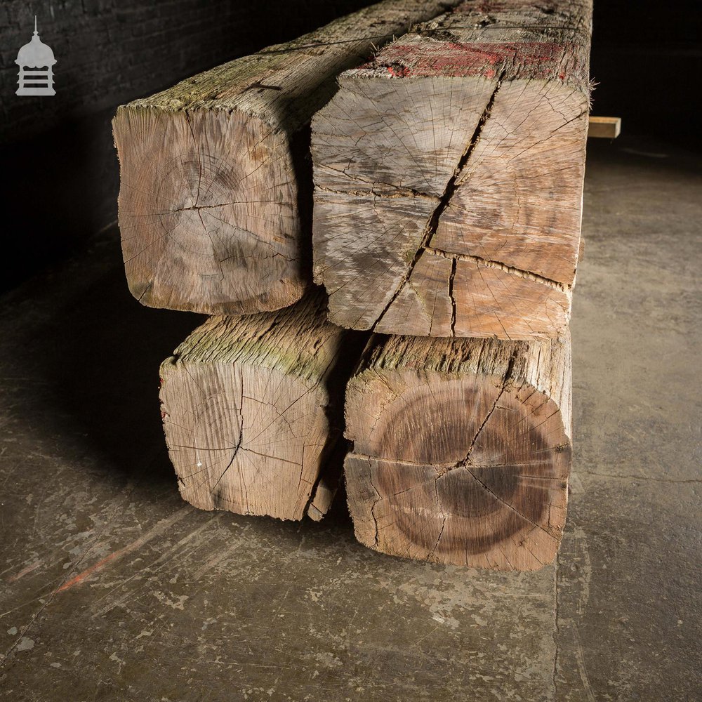 Batch of Four 8ft Iroko Rustic Chunky Beams