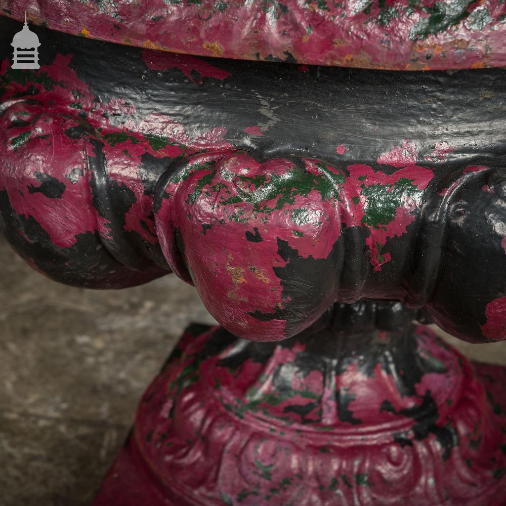 Victorian Cast Iron Urn with Distressed Black Paint