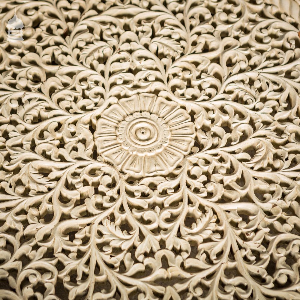 19th C Low Anglo Indian White Painted Carved Hardwood Coffee Table