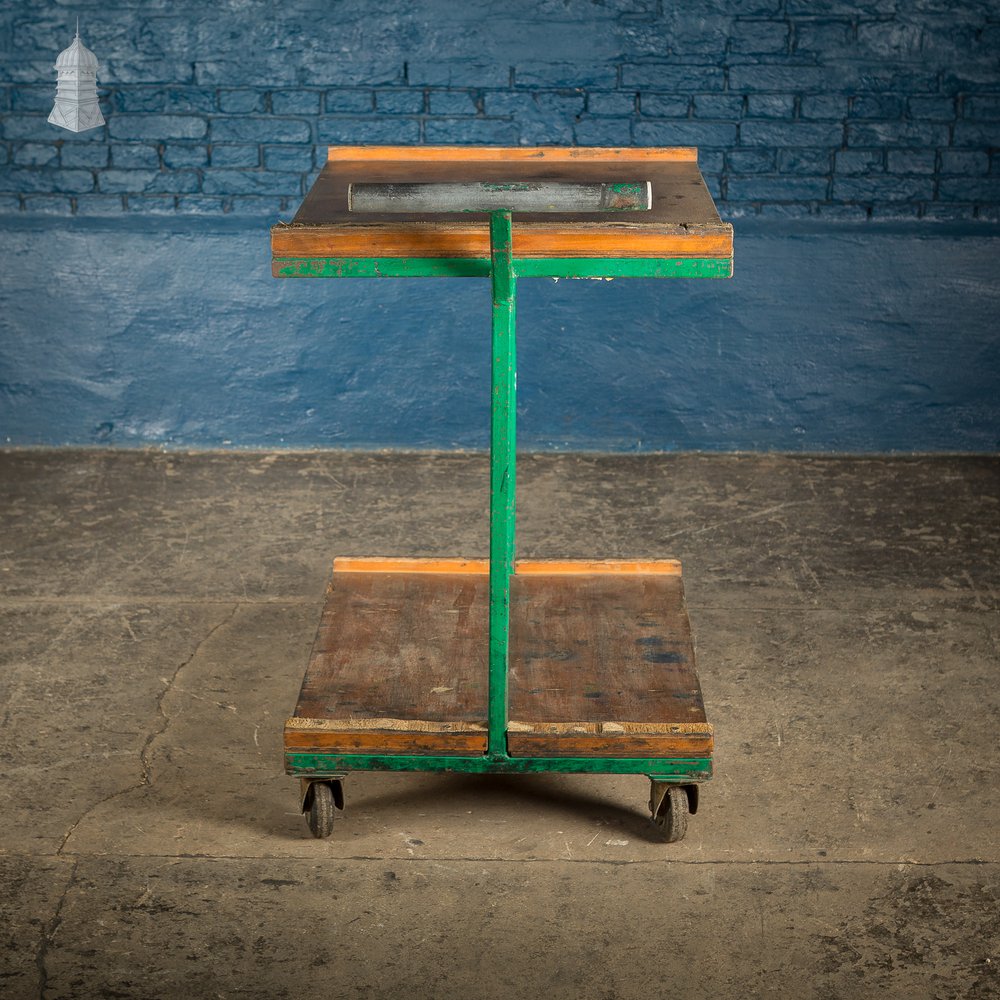 Vintage Green Industrial Wheeled Trolley