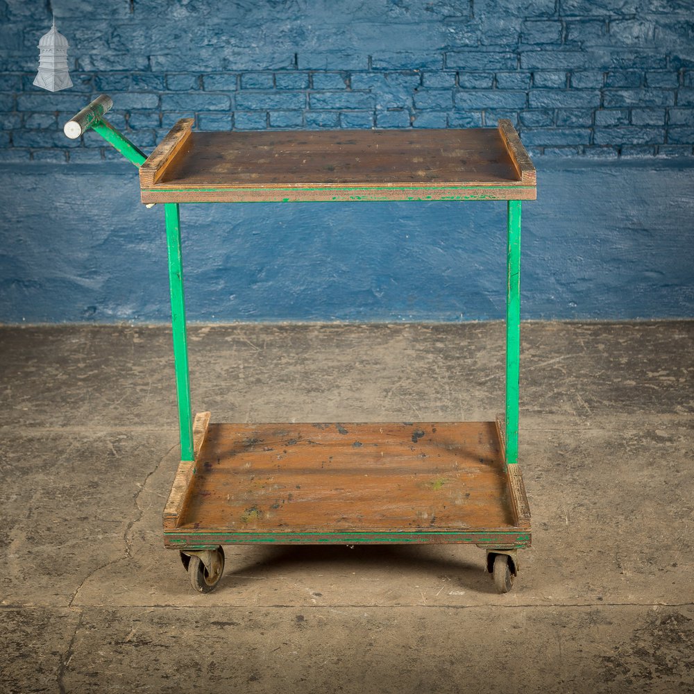 Vintage Green Industrial Wheeled Trolley