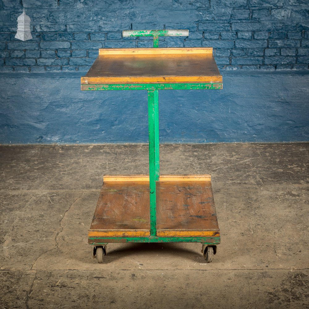 Vintage Green Industrial Wheeled Trolley