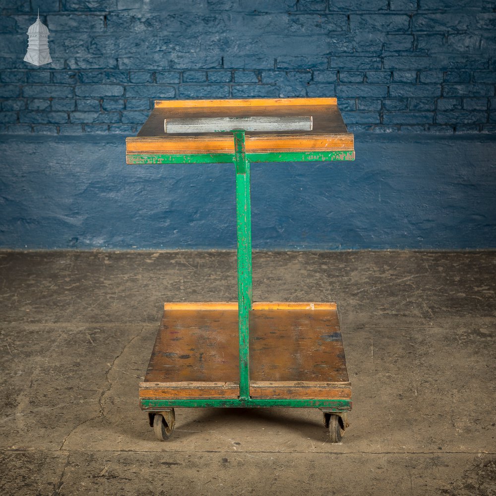 Vintage Green Industrial Wheeled Trolley