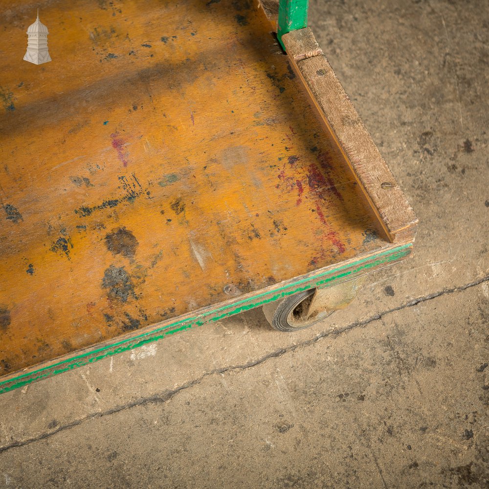 Vintage Green Industrial Wheeled Trolley