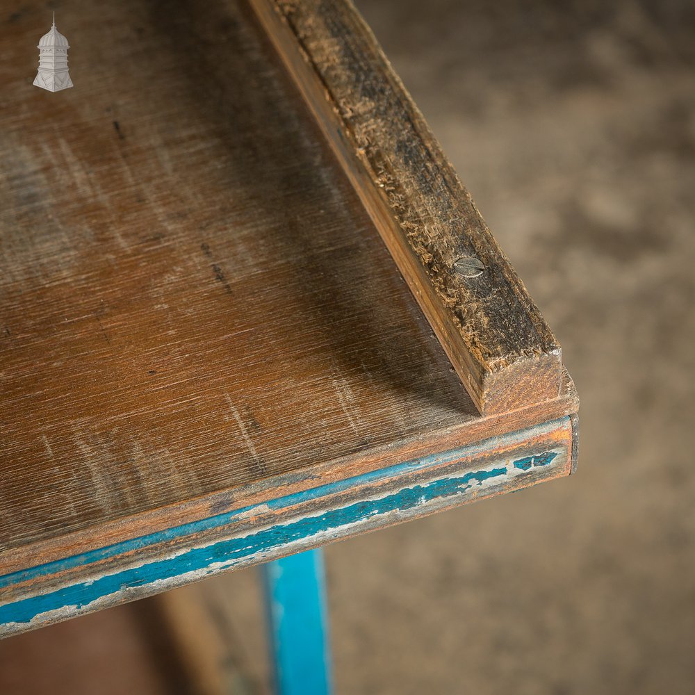 Vintage Blue Industrial Wheeled Trolley