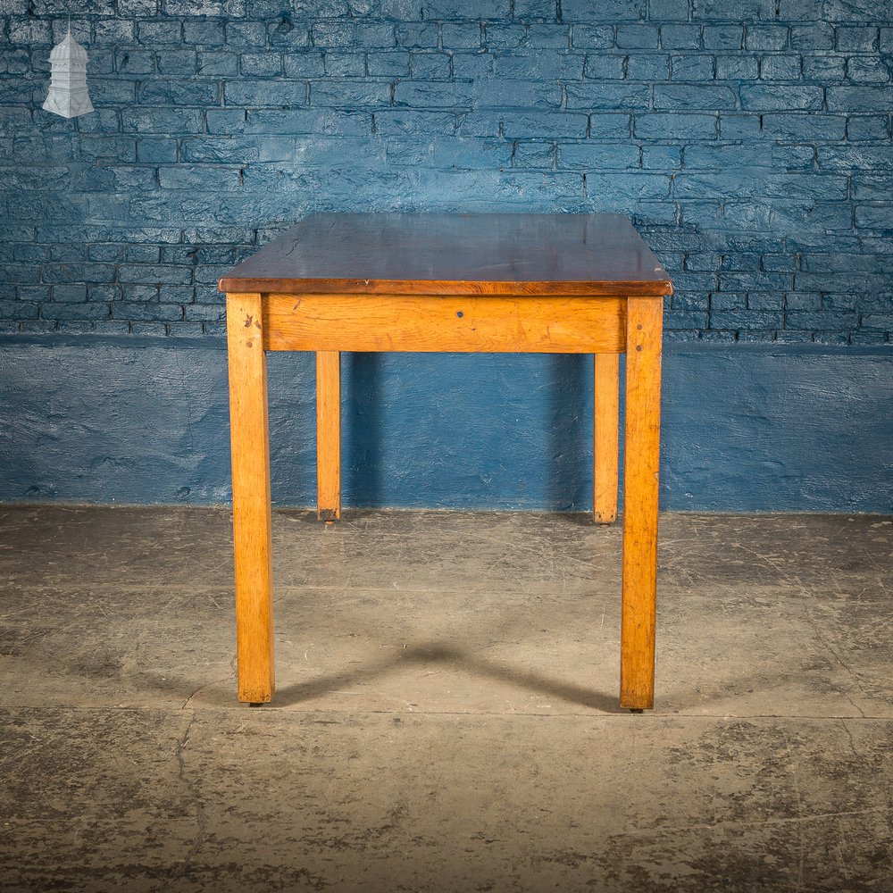 Mid Century Oak School Science Lab Table - 6 Feet Long