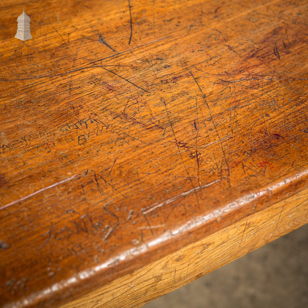 Mid Century Oak School Science Lab Table - 6 Feet Long