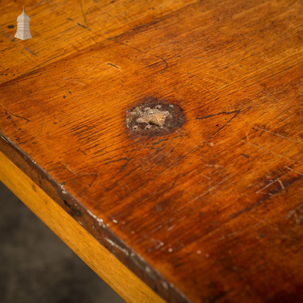 Mid Century Oak School Science Lab Table - 6 Feet Long