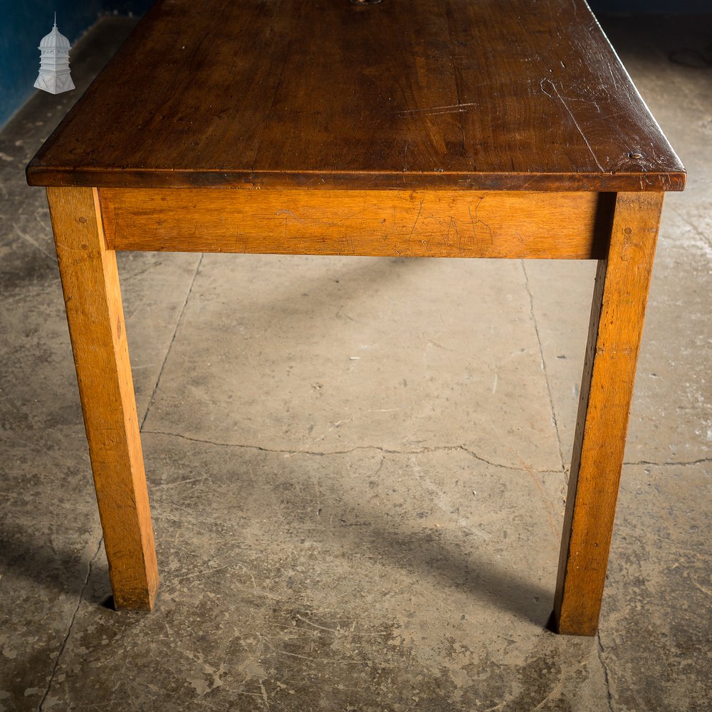 Mid Century Oak School Science Lab Table - 6 Feet Long