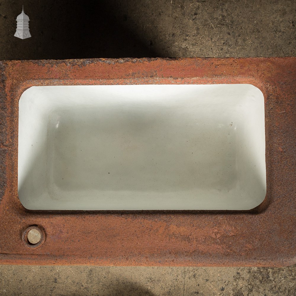 19th C Cast Iron Trough Sink and Drainer