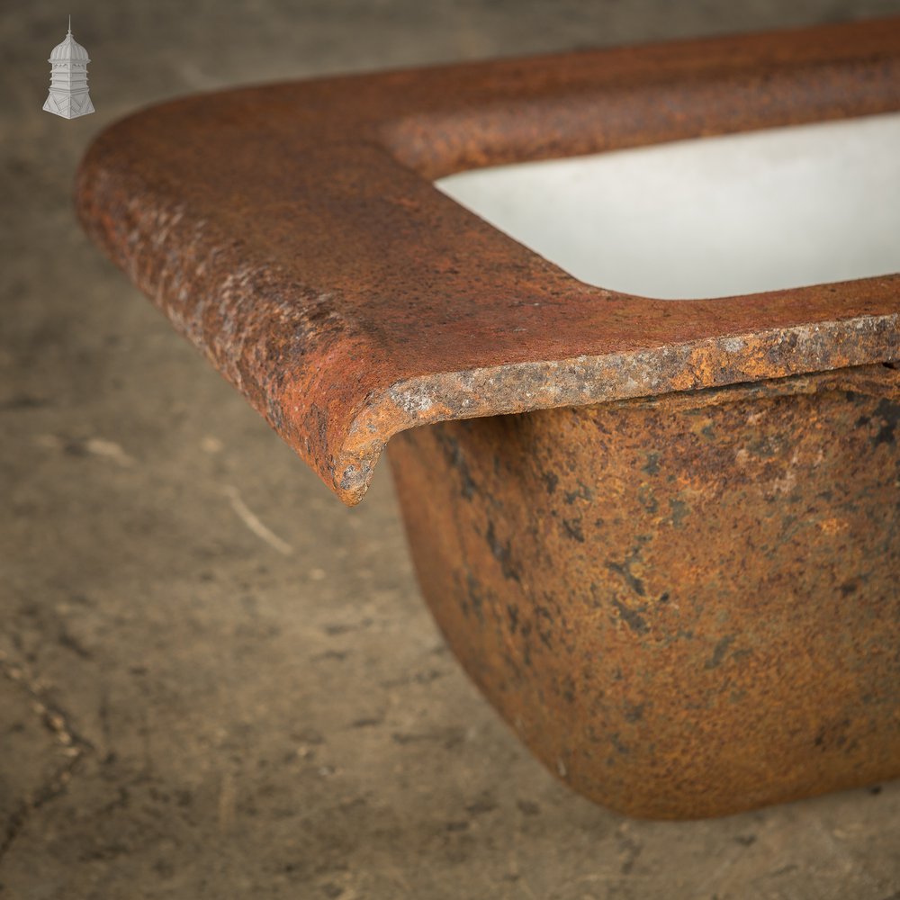 19th C Cast Iron Trough Sink and Drainer