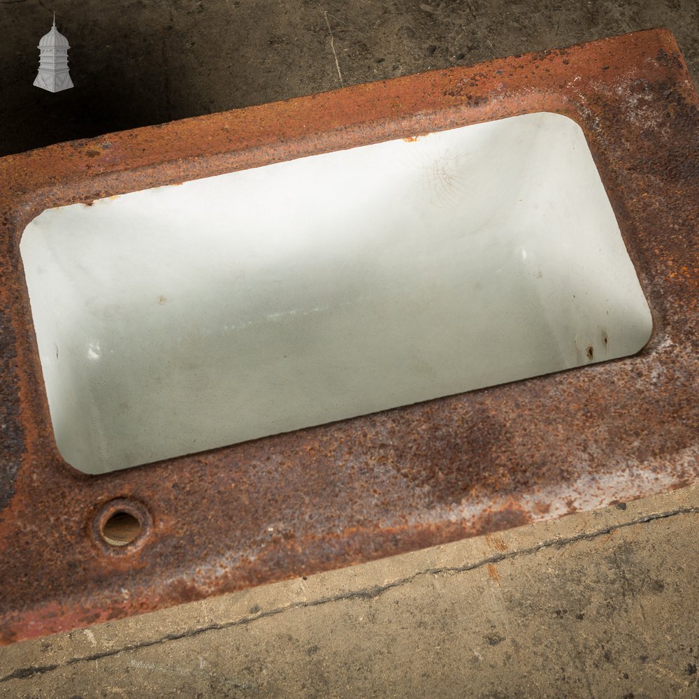 19th C Cast Iron Trough Sink and Drainer