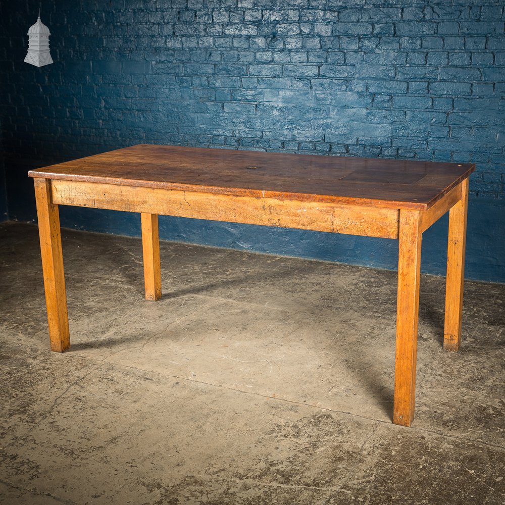 Mid Century Oak School Science Lab Table – 6 Feet Long