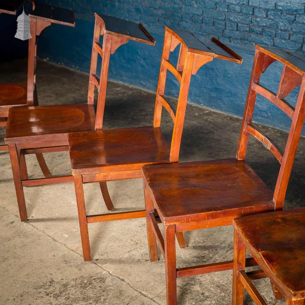 Set of 6 19th C Elm Synagogue Chairs